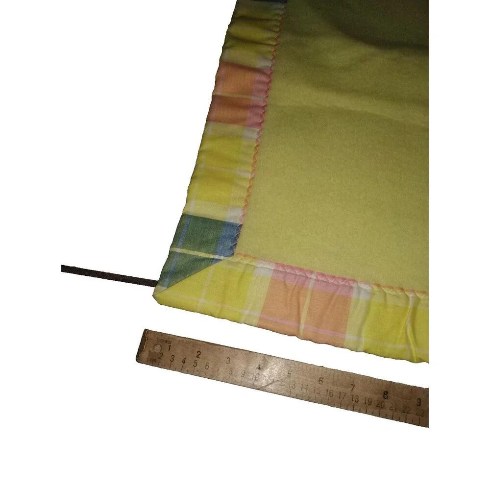 Quiltex Vintage Yellow Acrylic Baby Blanket Plaid Trim 36x49” (Bonus Dog Flawed)